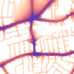 Daytime road noise heatmap for SW14 7BN