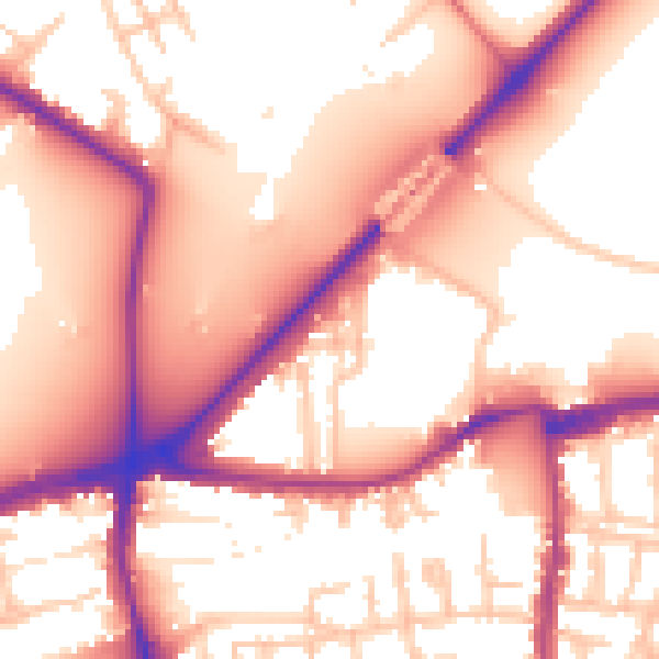 Daytime road noise heatmap for SW14 7DA
