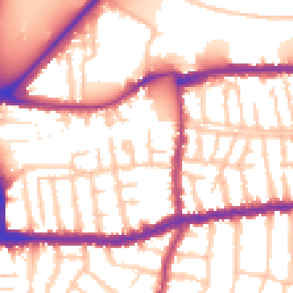 Daytime road noise heatmap for SW14 7LT