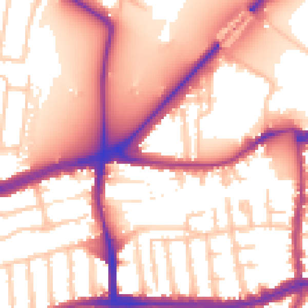 Daytime road noise heatmap for SW14 7RD