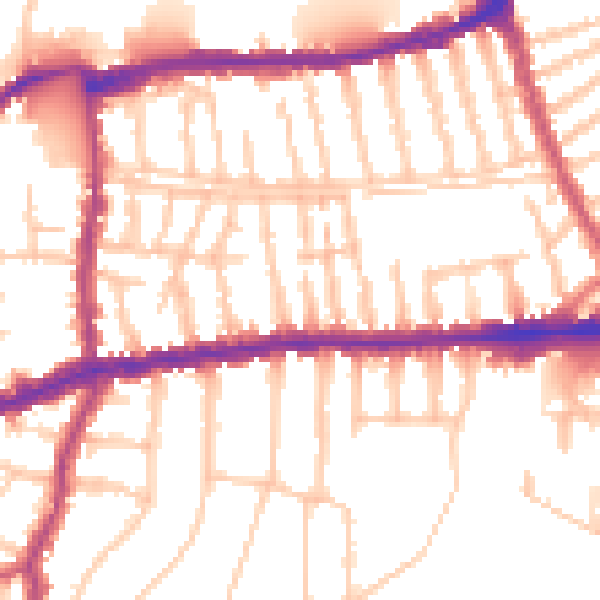 Daytime road noise heatmap for SW14 8DR
