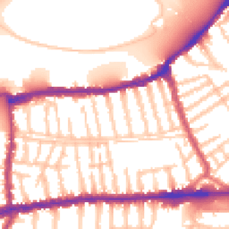 Daytime road noise heatmap for SW14 8PU