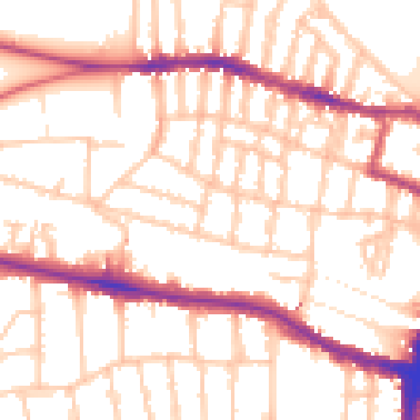 Daytime road noise heatmap for SW15 1AF