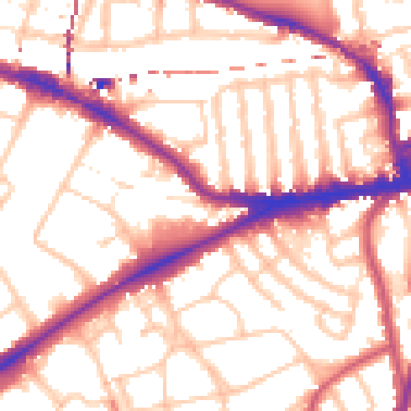 Daytime road noise heatmap for SW15 2RF