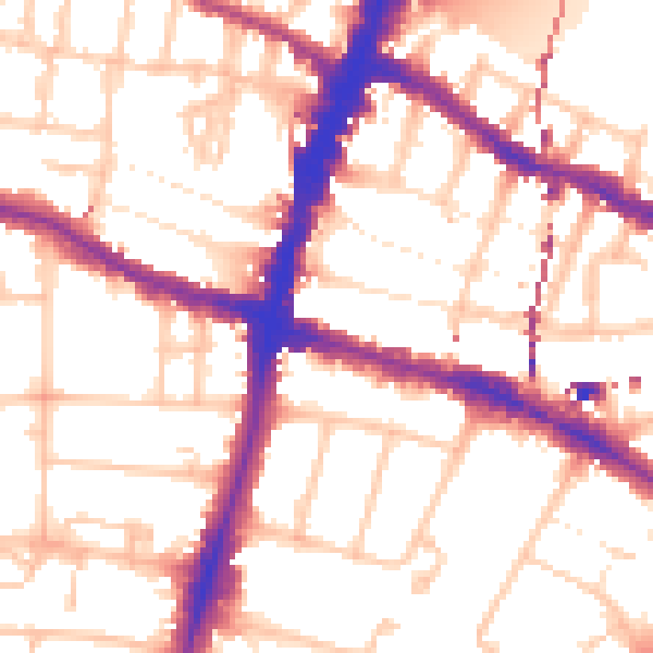 Daytime road noise heatmap for SW15 2SH