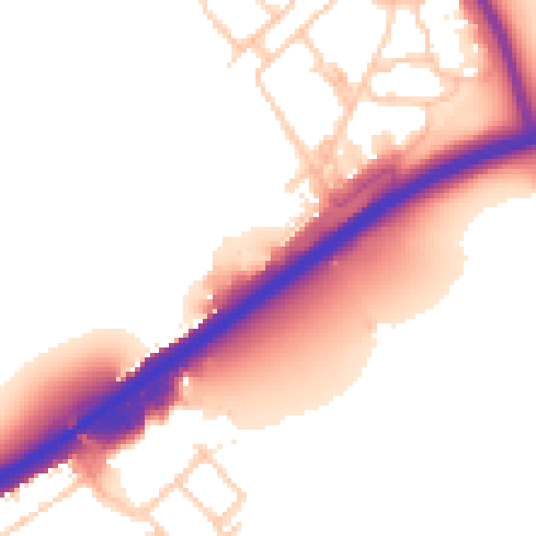 Daytime road noise heatmap for SW15 3SA