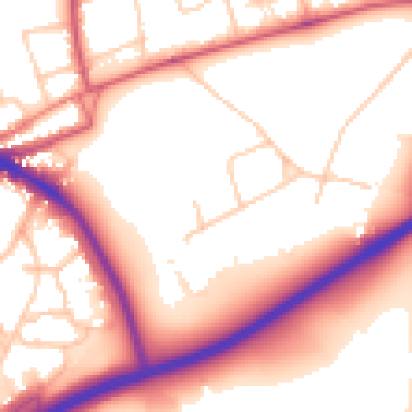 Daytime road noise heatmap for SW15 3TE