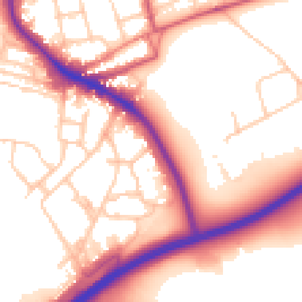 Daytime road noise heatmap for SW15 4AJ