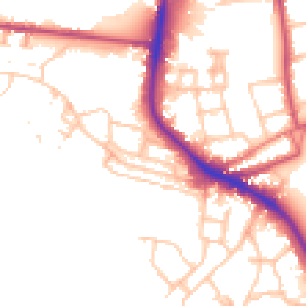 Daytime road noise heatmap for SW15 4EZ