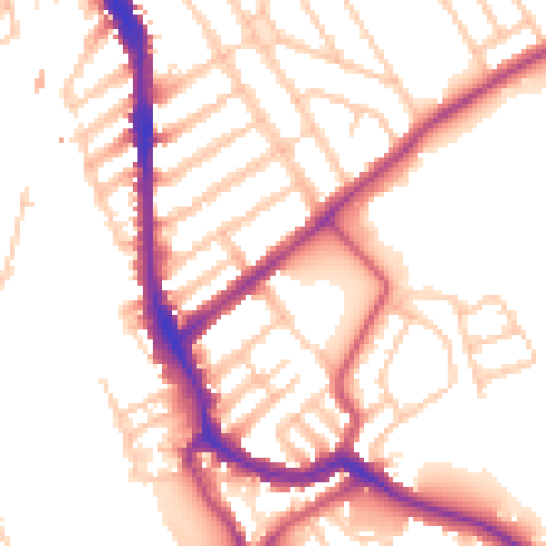 Daytime road noise heatmap for SW17 0AH