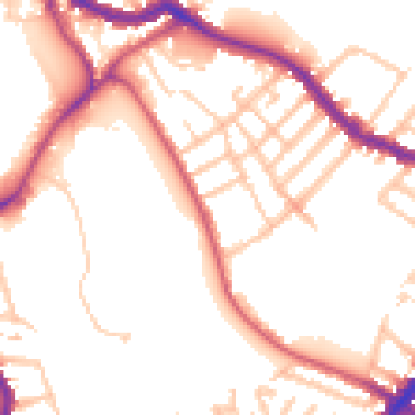 Daytime road noise heatmap for SW17 0BU
