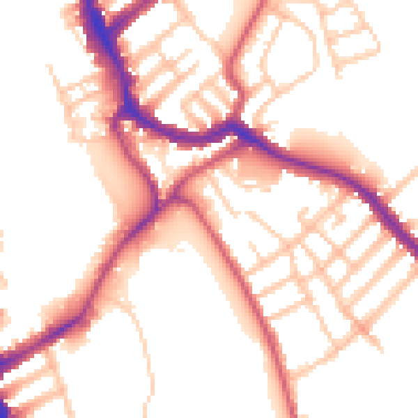 Daytime road noise heatmap for SW17 0DA