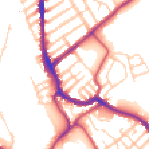 Daytime road noise heatmap for SW17 0JS