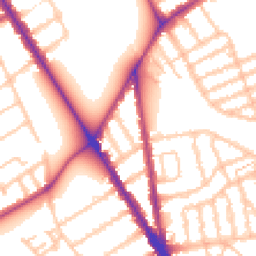 Daytime road noise heatmap for SW17 7ED