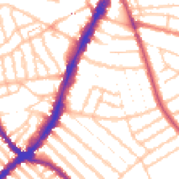 Daytime road noise heatmap for SW17 8EN