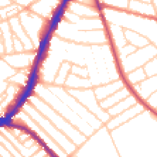 Daytime road noise heatmap for SW17 8ER