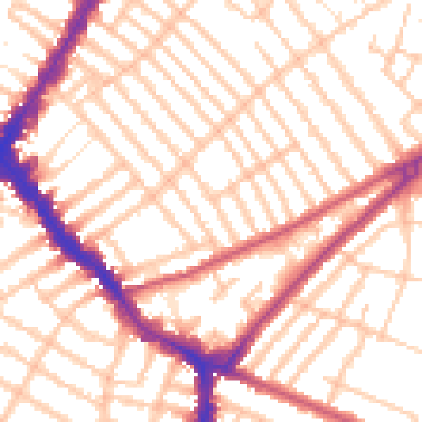 Daytime road noise heatmap for SW17 8LE