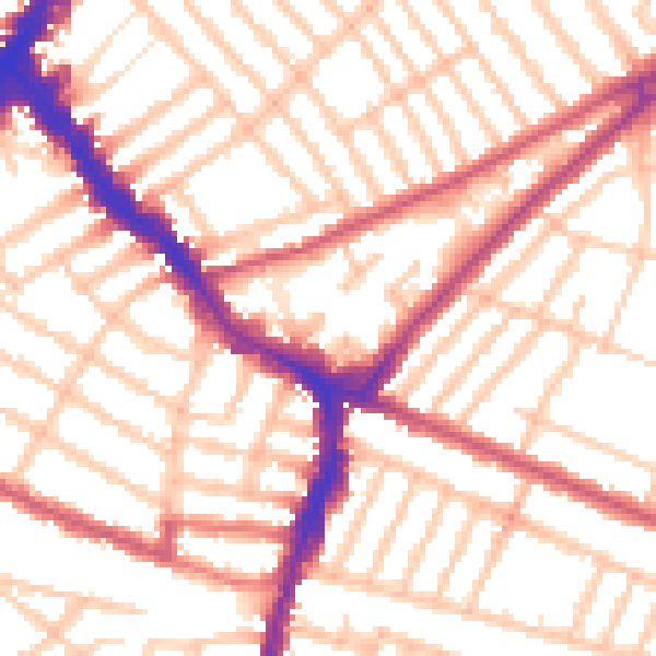 Daytime road noise heatmap for SW17 8PX
