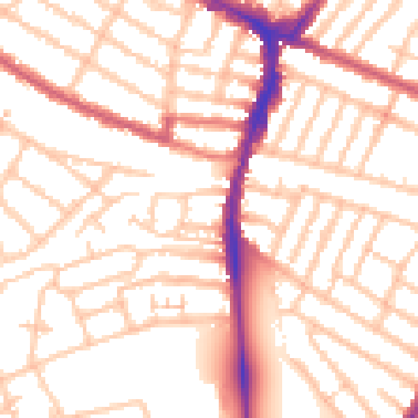 Daytime road noise heatmap for SW17 9HT