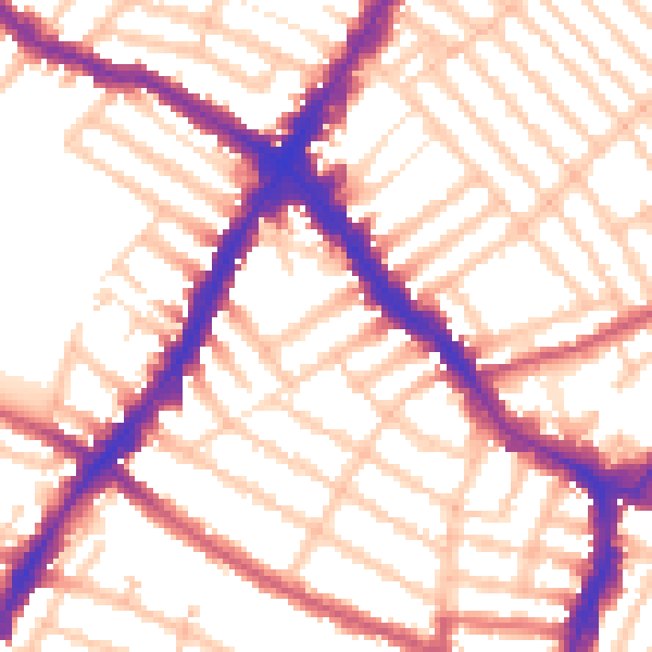 Daytime road noise heatmap for SW17 9NF