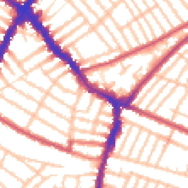 Daytime road noise heatmap for SW17 9NJ
