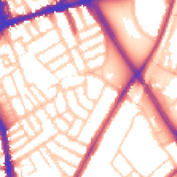 Daytime road noise heatmap for SW18 2EB