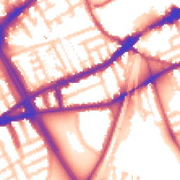 Daytime road noise heatmap for SW18 2HW