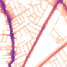 Daytime road noise heatmap for SW18 3AS