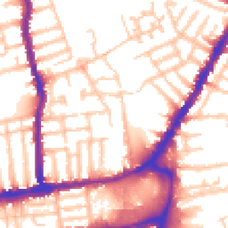 Daytime road noise heatmap for SW19 1AH