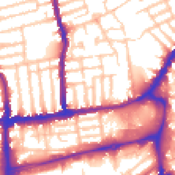 Daytime road noise heatmap for SW19 1BN
