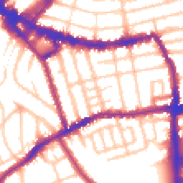 Daytime road noise heatmap for SW19 1LP