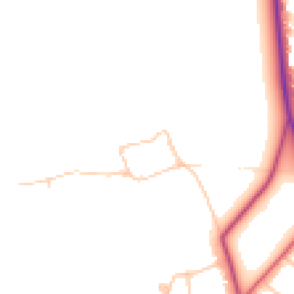 Daytime road noise heatmap for SW19 4UJ