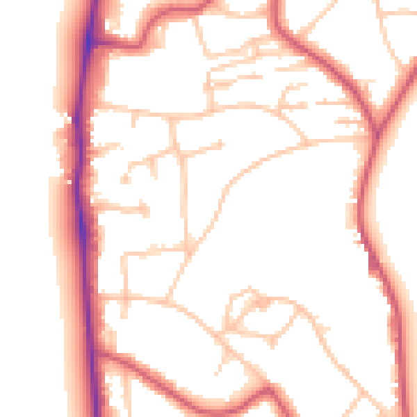 Daytime road noise heatmap for SW19 5PW