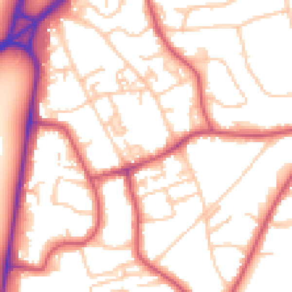 Daytime road noise heatmap for SW19 6ET