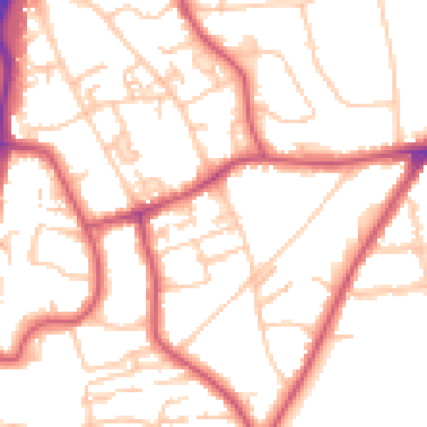 Daytime road noise heatmap for SW19 6JA