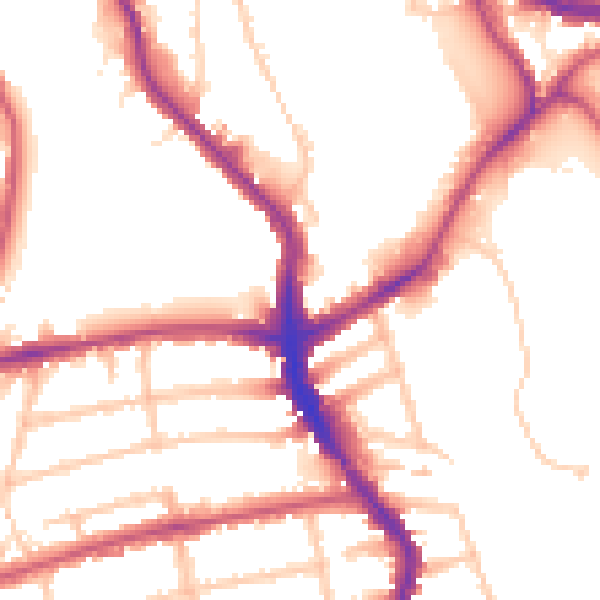 Daytime road noise heatmap for SW19 8EA