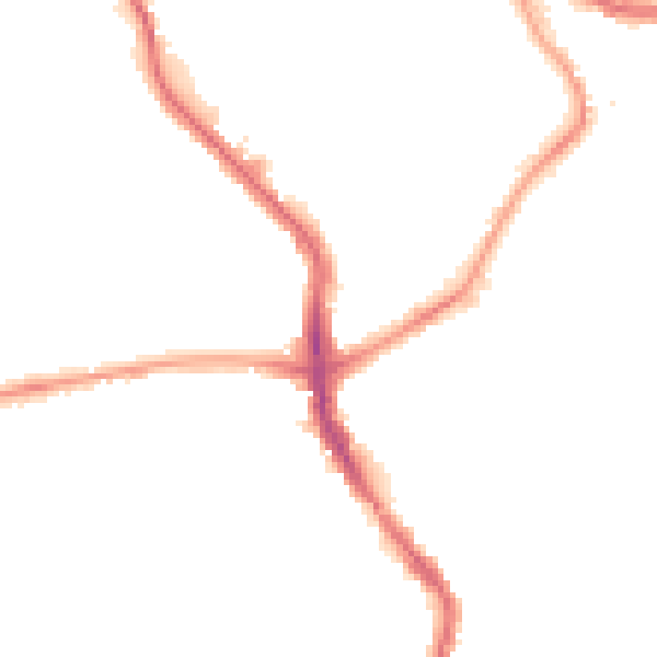 Night-time road noise heatmap for SW19 8EA