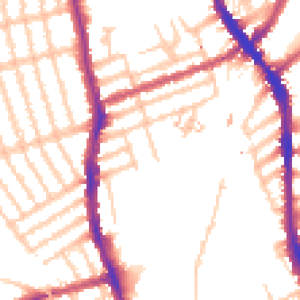 Daytime road noise heatmap for SW19 8EP