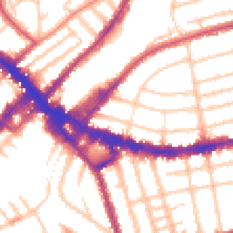 Daytime road noise heatmap for SW19 8ST