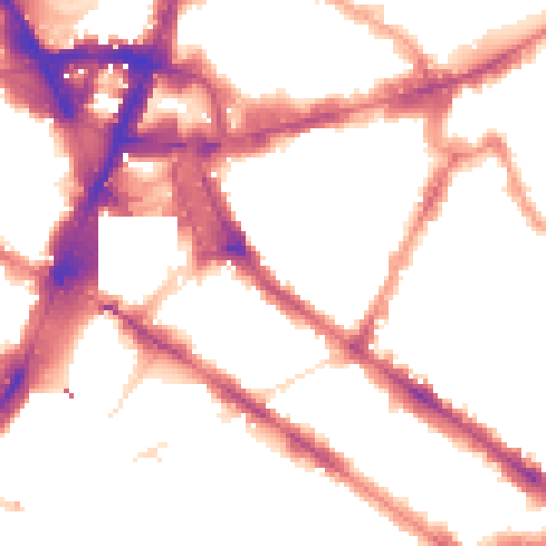 Night-time road noise heatmap for SW1V 1AU