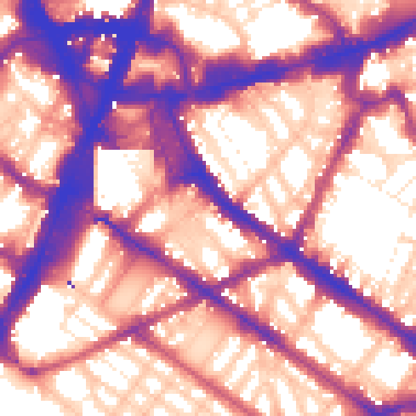 Daytime road noise heatmap for SW1V 1HR