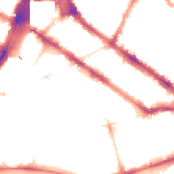 Night-time road noise heatmap for SW1V 2DB