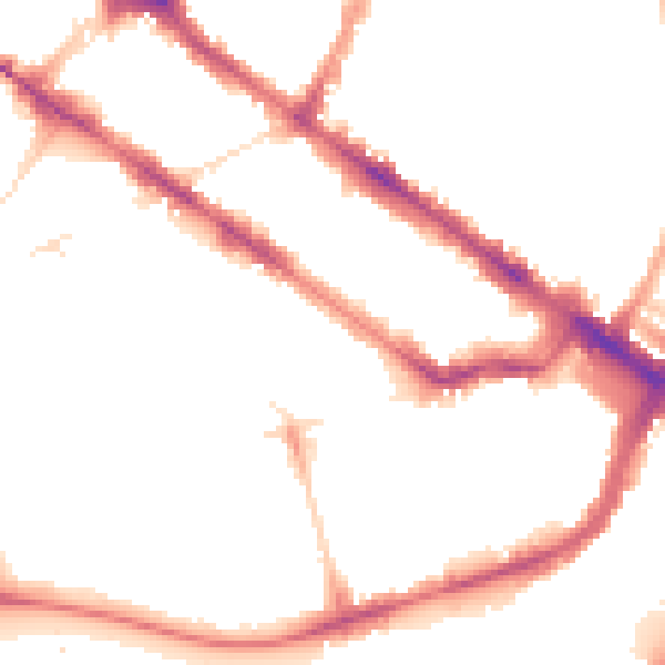 Night-time road noise heatmap for SW1V 2NL