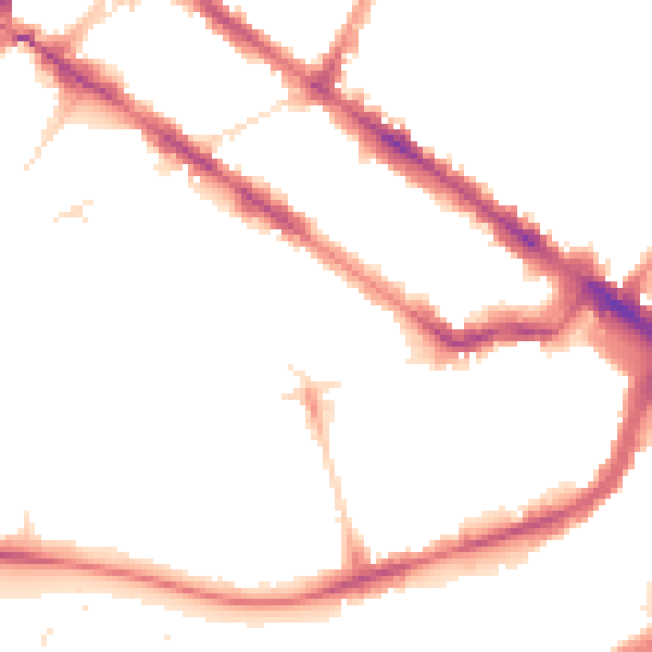 Night-time road noise heatmap for SW1V 2NS