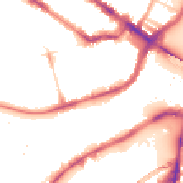 Night-time road noise heatmap for SW1V 3QY
