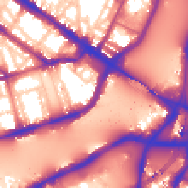 Daytime road noise heatmap for SW1V 3SN