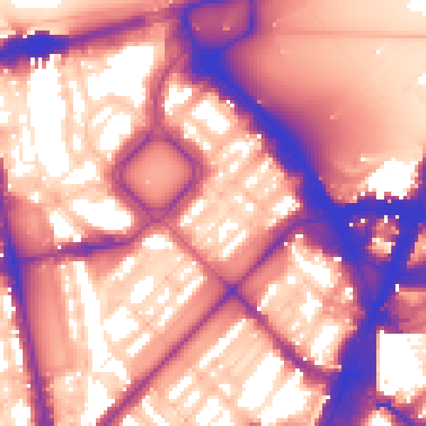 Daytime road noise heatmap for SW1X 8BN