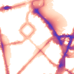 Night-time road noise heatmap for SW1X 8BN