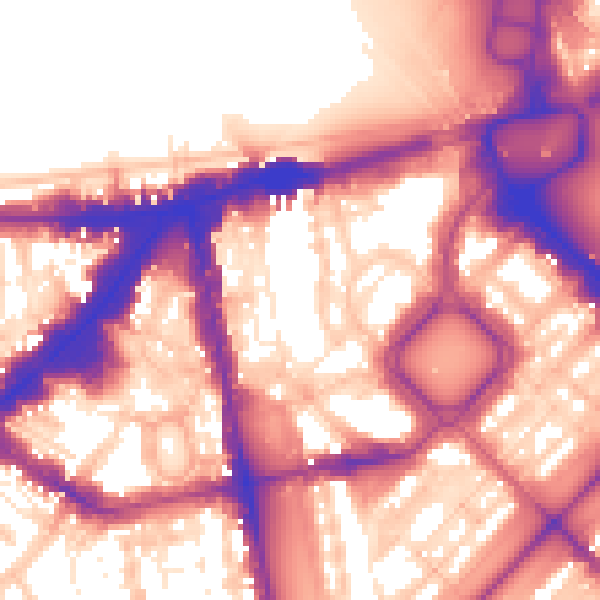 Daytime road noise heatmap for SW1X 8EX