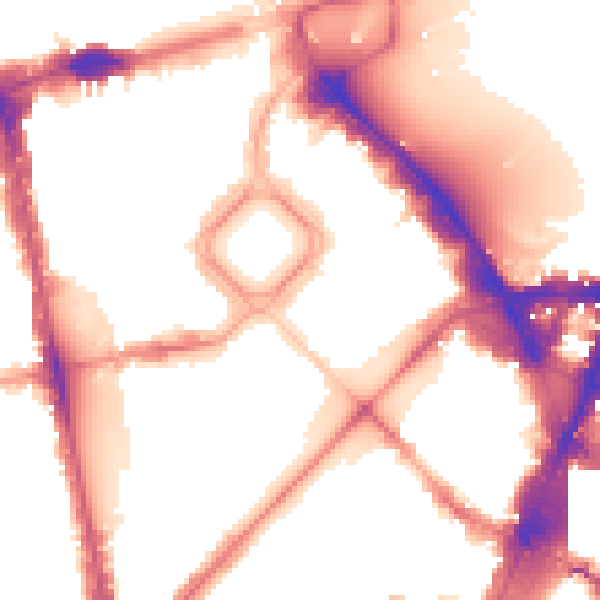 Night-time road noise heatmap for SW1X 8QB